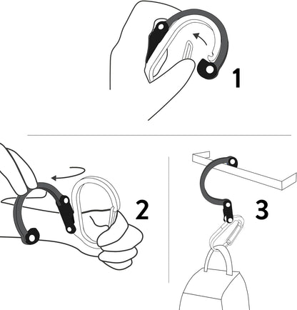 Carabiner Gear Clip and Hook (Medium) for Camping, Backpack, Suitcases and Garage Organization