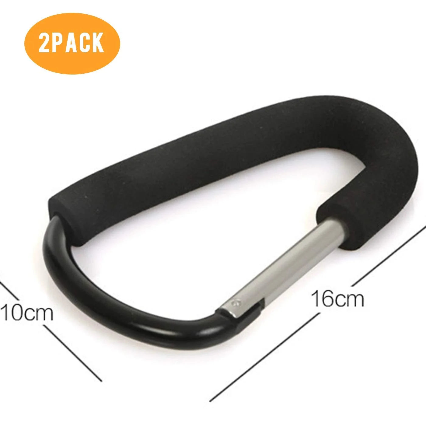 Stroller Hooks-2Pacs X-Large 16Cm(6.3") of Multipurpose Hook Clips-For Mommy Shopping Bags,Baby Diaper Bags,Groceries,Clothing,Purse(Stroller Accessories-Black).