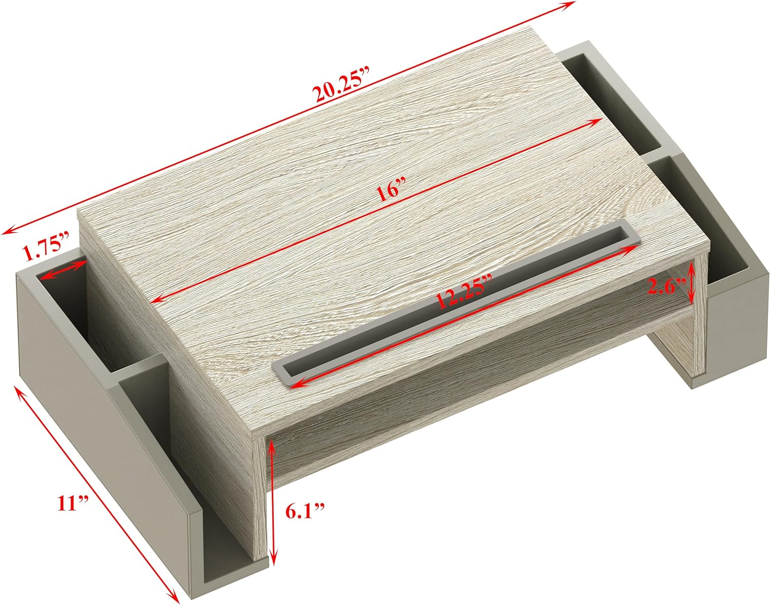 Desk Monitor Stand Riser with Adjustable Organizer Tray, Maple