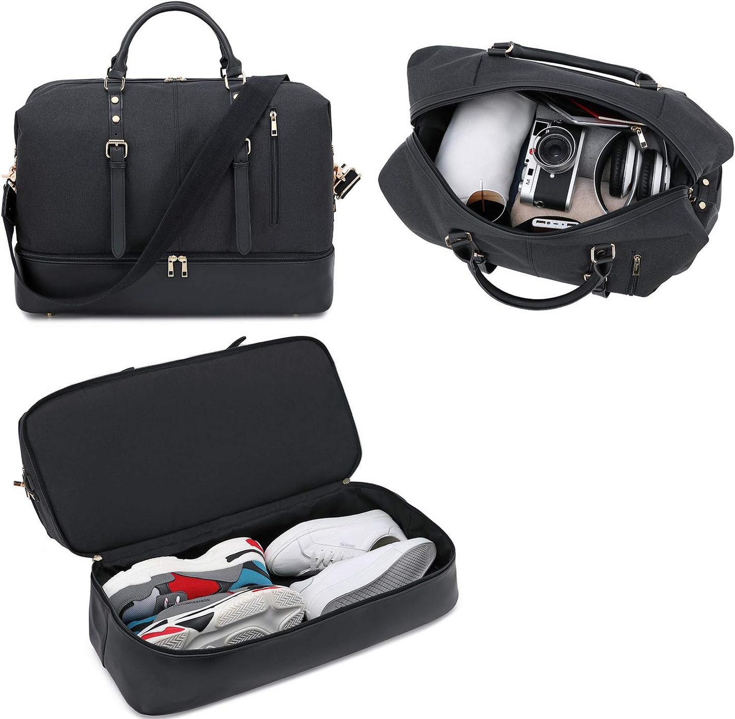 Weekender Overnight Bag Oversized Travel Duffel for Men and Women Carry on Tote Shoe Compartment