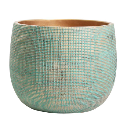 Ceramic Green Gold Plant Pot - Large 10" - Indoor & Outdoor Planters