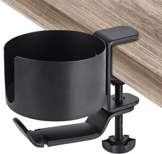 Desk Cup Holder with Headphone Hanger for Desk in Home, Anti-Spill Cup Holder for Desk, Table Cup Holder for Water Bottles, Wheelchairs, Workstations, Gaming Desk Accessories