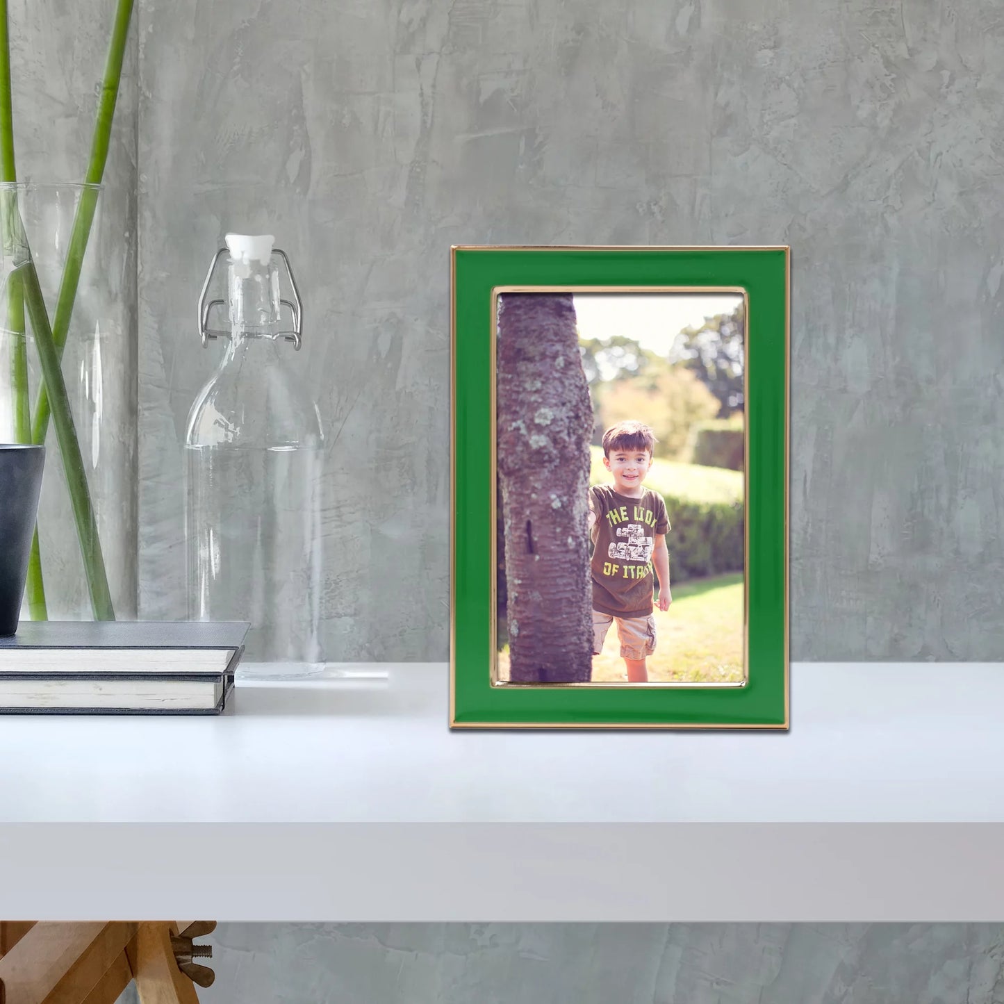 4X6 Gold Metal and Green Enamel Picture Frame