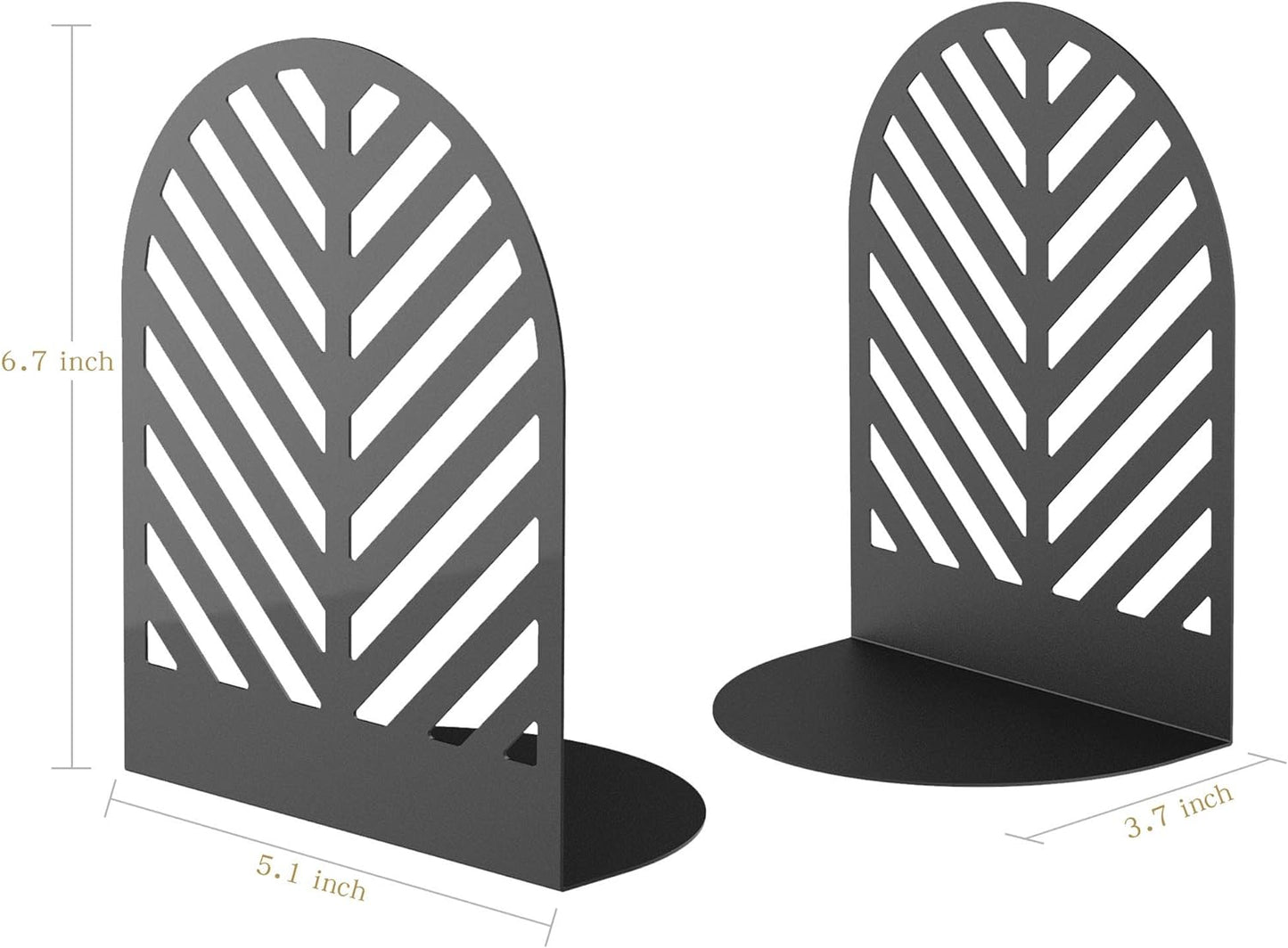 Leaf Bookends for Books,1 Pair Metal Book Holders for Office Shelves Adults & Kids Gift(Black)