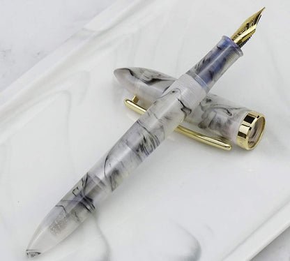 MAJOHN S1 Acrylic Celluloid Fountain Pen Extra Fine Nib Golden Trim Fashion Gift Pen with Box - Gray Pattern