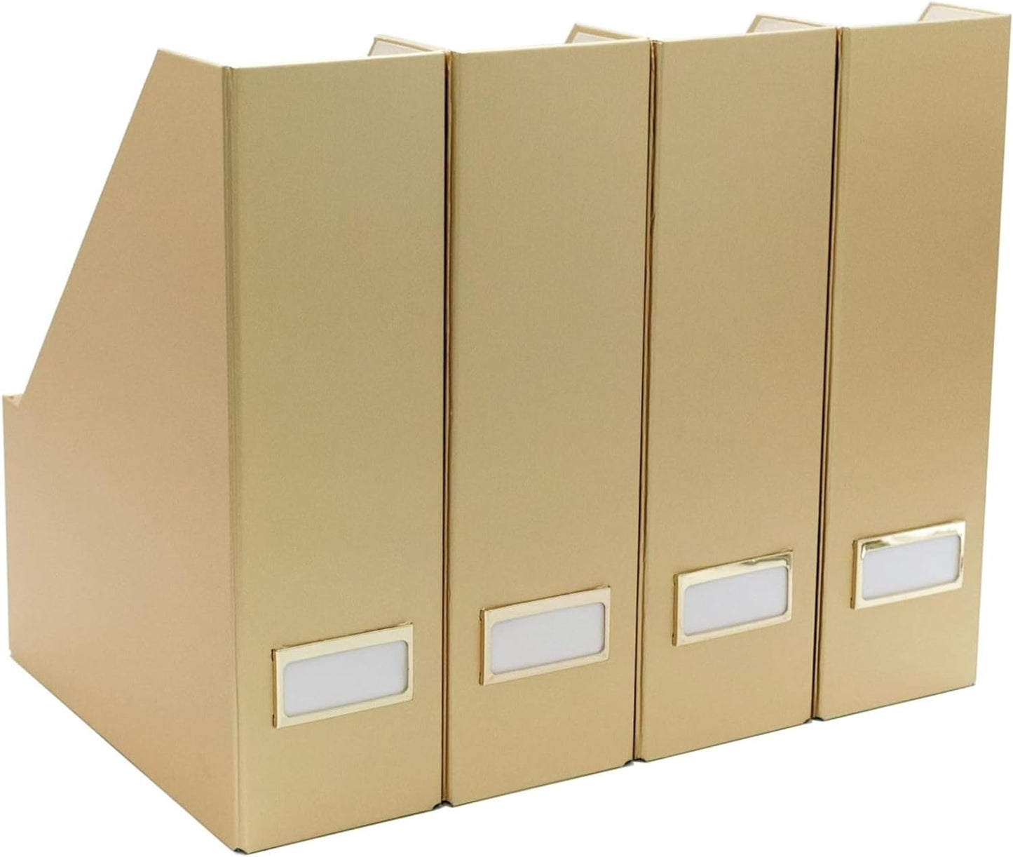 Gold Magazine File Holder - Gold Office Organizer Set of 4 Gold Magazine Holders - Gold File Folder Holder Magazine Boxes Office Organization Gold - File Organizer Gold Office Décor Gold Folder Holder