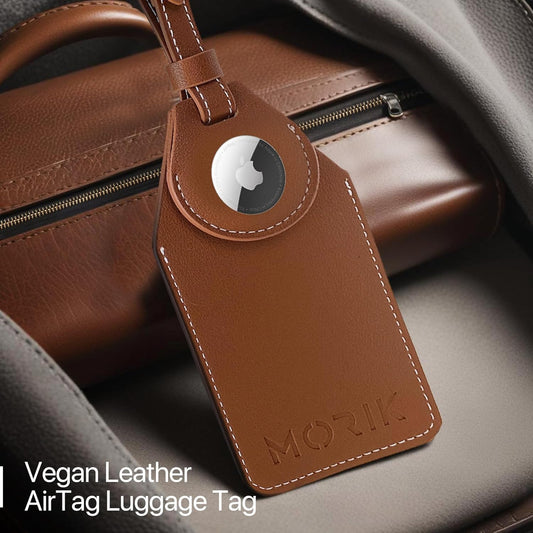 Apple Airtag Luggage Tag Holder, Tsa-Approved Luggage Tag with Hidden Compartment for Apple Airtag (Brown)