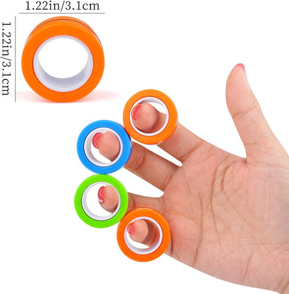 6PCS Magnetic Rings Fidget Toys, Roller Rings, Adult Finger Fidget Toys, ADHD Anxiety Relief Decompression Magical Ring Fidget Toy,Funny Gifts Kids Magnetic Spinner Ring for Boys Girls