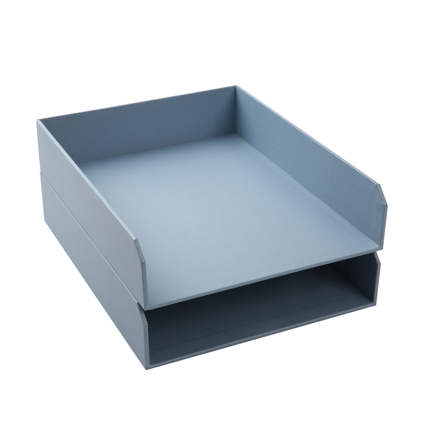 2 Piece Set Paperboard Paper Tray Desk Organizer Blue Linen