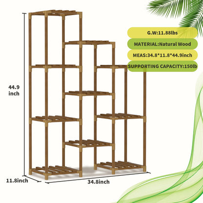 Plant Stand, Indoor Outdoor Plant Shelves 10 Tiers Indoor Plant Holder for Living Room Outdoor Plant Rack Indoor Multiple Plants Patio Balcony Garden