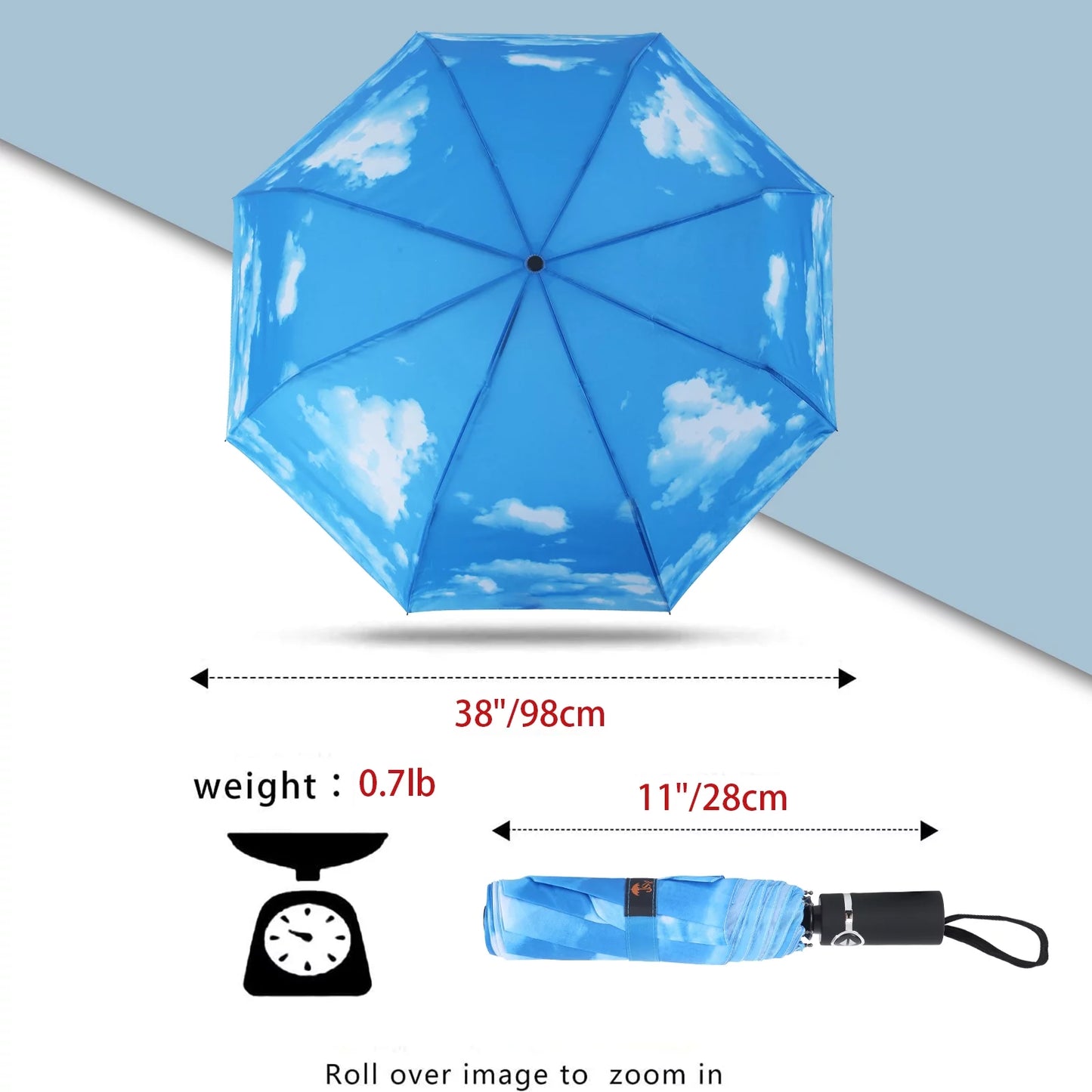 Travel Umbrellas for Rain Small Light Windproof Umbrella Automatic Folding Waterproof Umbrella Dual-Use Sun Umbrella (Star Print)