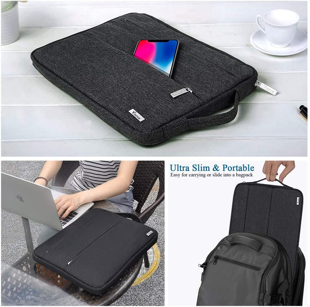 Laptop Sleeve Carrying Case 13 13.6 Inch for Macbook Air 13 M3/M2/M1 2020-2024, Macbook Pro 13 2016-2024, Ipad Pro 12.9, Surface Pro X/9/8/7, Waterproof Slim Computer Cover Bag, Black