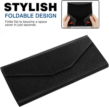 Foldable Glasses Sunglasses Case, PU Portable Eyeglass Case for Men Women