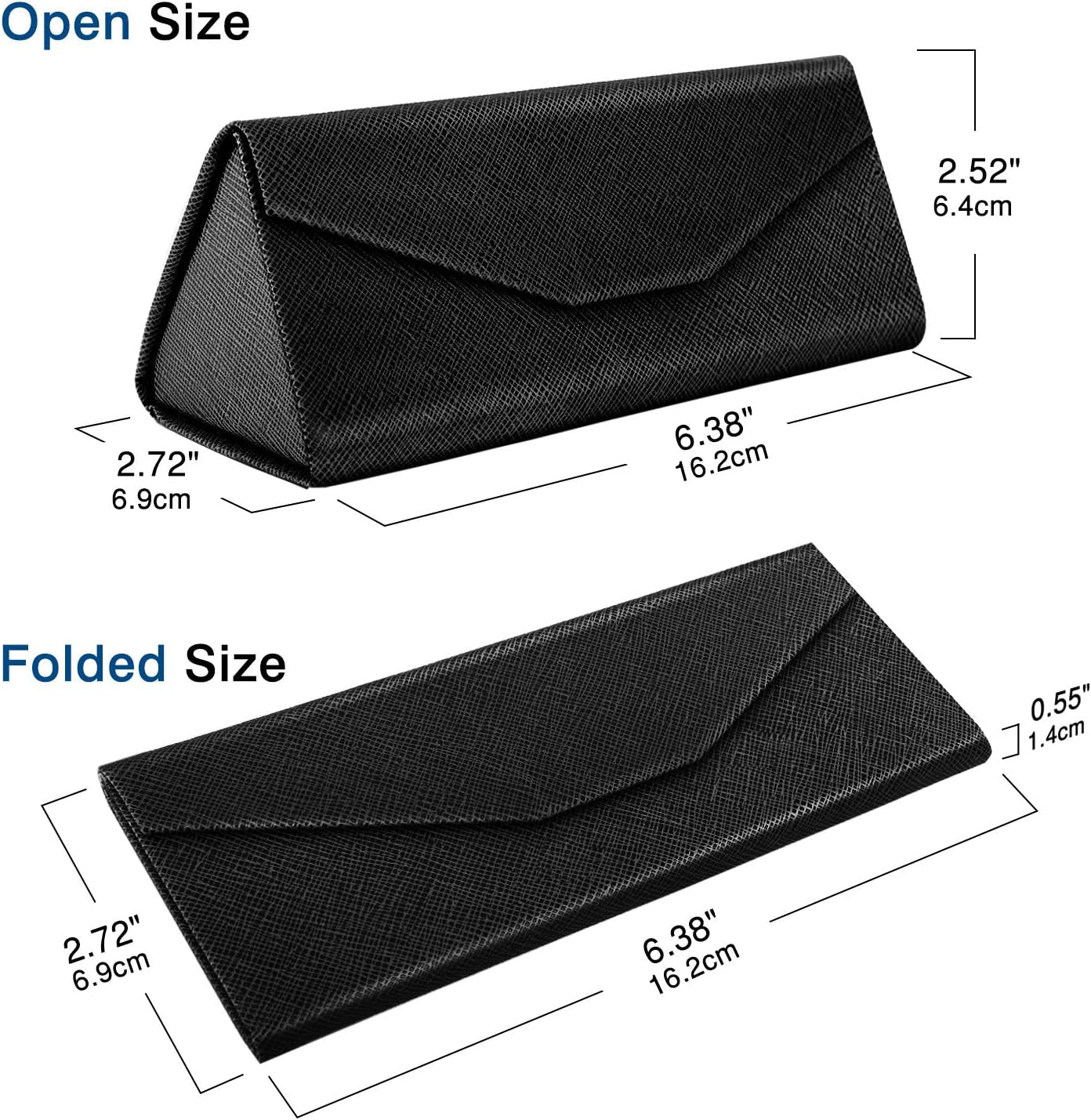 Foldable Glasses Sunglasses Case, PU Portable Eyeglass Case for Men Women