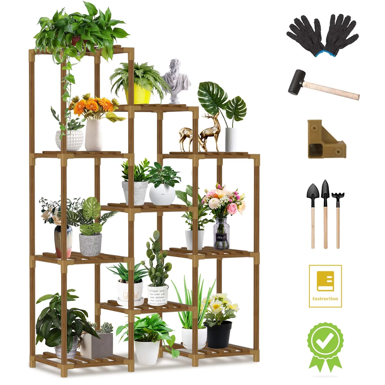 Plant Stand, Indoor Outdoor Plant Shelves 10 Tiers Indoor Plant Holder for Living Room Outdoor Plant Rack Indoor Multiple Plants Patio Balcony Garden