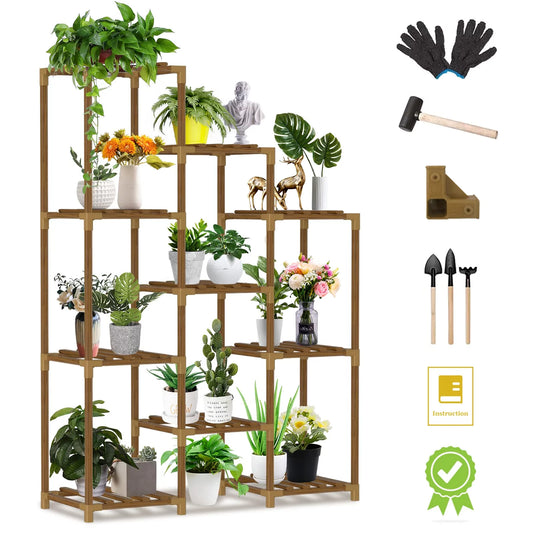 Plant Stand, Indoor Outdoor Plant Shelves 10 Tiers Indoor Plant Holder for Living Room Outdoor Plant Rack Indoor Multiple Plants Patio Balcony Garden