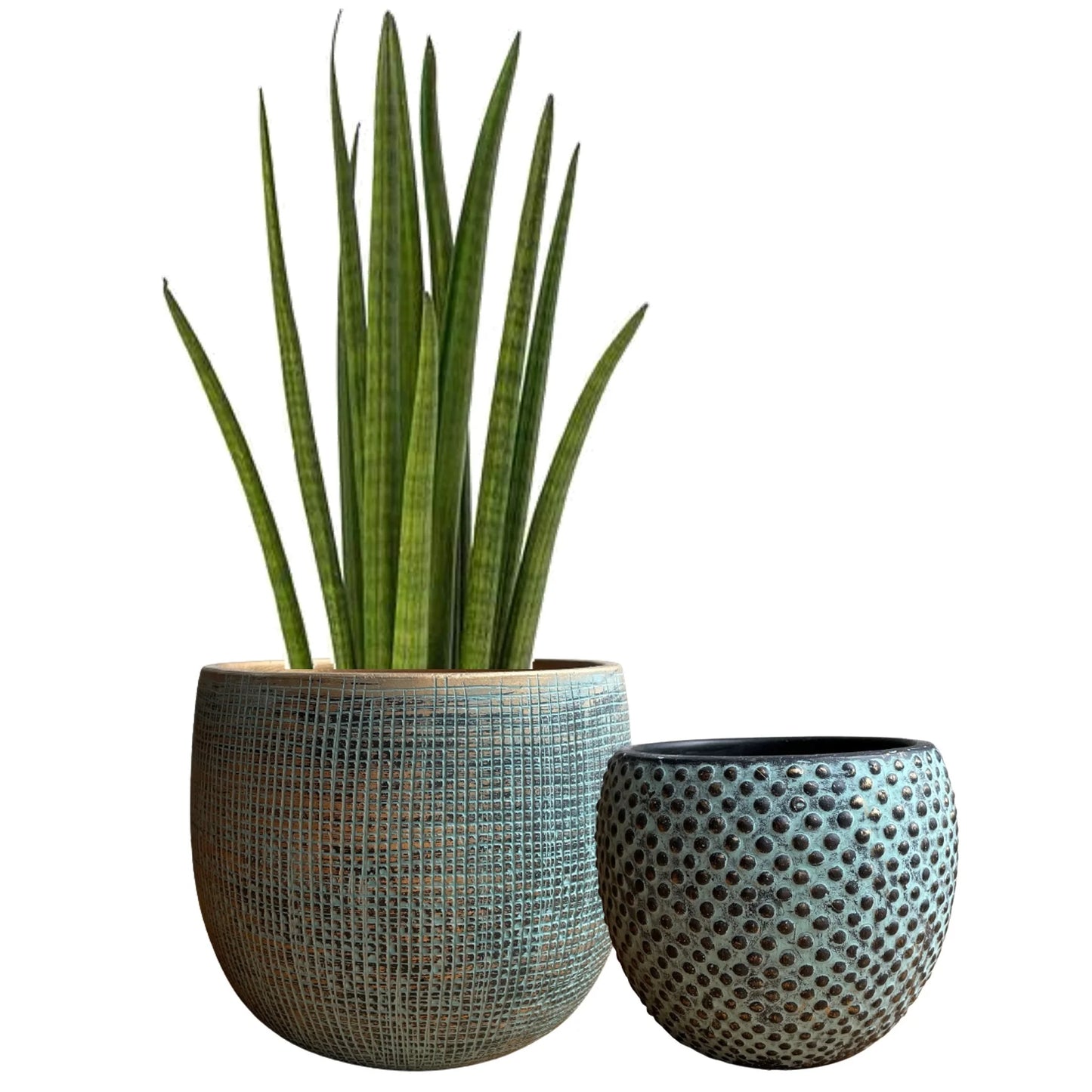 Ceramic Green Gold Plant Pot - Large 10" - Indoor & Outdoor Planters