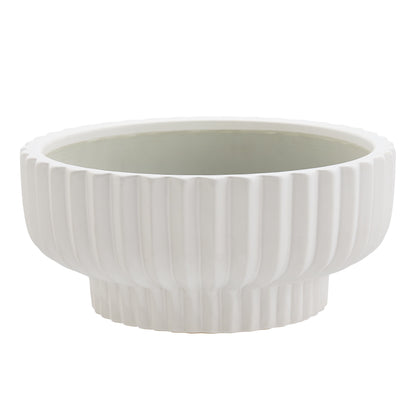 Pottery 12" Fischer round Ceramic Planter, White