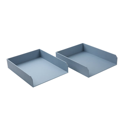 2 Piece Set Paperboard Paper Tray Desk Organizer Blue Linen