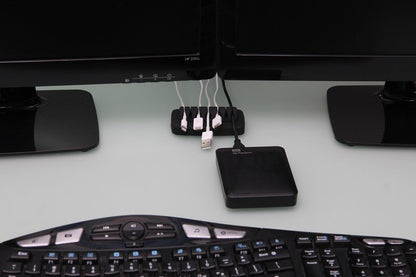 Heaviest Cable Organizer on the Market! Compact and Weighted Desktop Cord Holder and Cable Organizer, Eco-Friendly Silicone, No Bad Smell, Bundled with 4 Reusable Cable Ties! (Black)