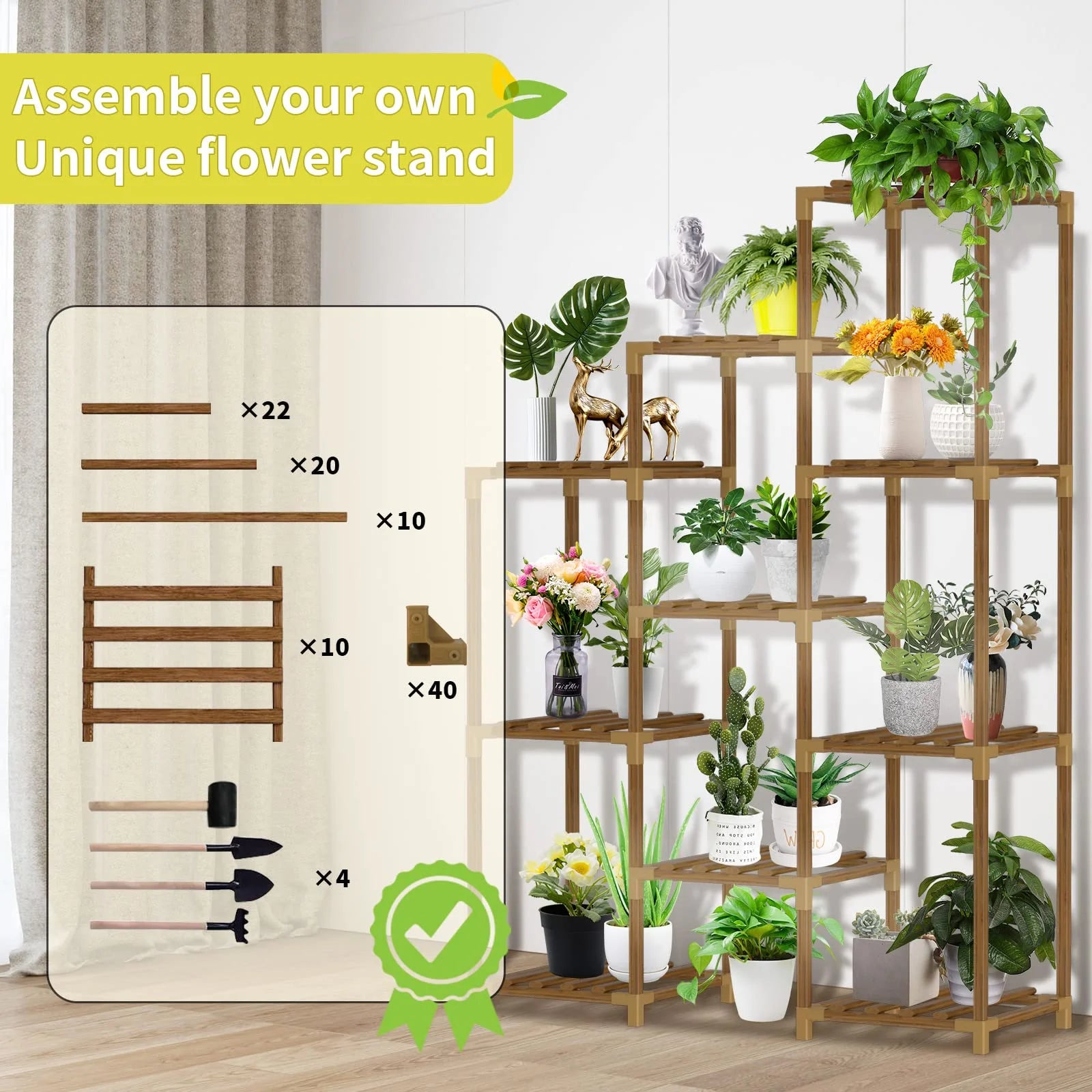 Plant Stand, Indoor Outdoor Plant Shelves 10 Tiers Indoor Plant Holder for Living Room Outdoor Plant Rack Indoor Multiple Plants Patio Balcony Garden