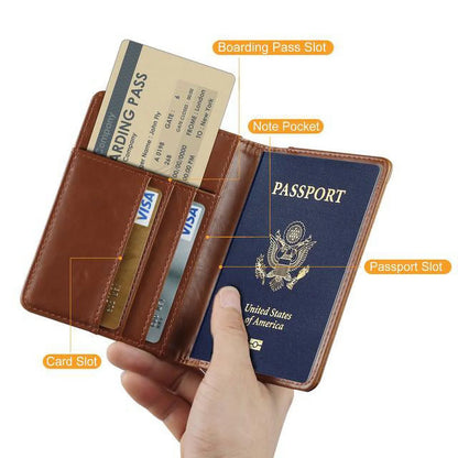 Passport Holder Travel Wallet RFID Blocking Case Cover,  Premium PU Leather Passport Holder Travel Wallet Cover RFID Blocking Case (Brown)