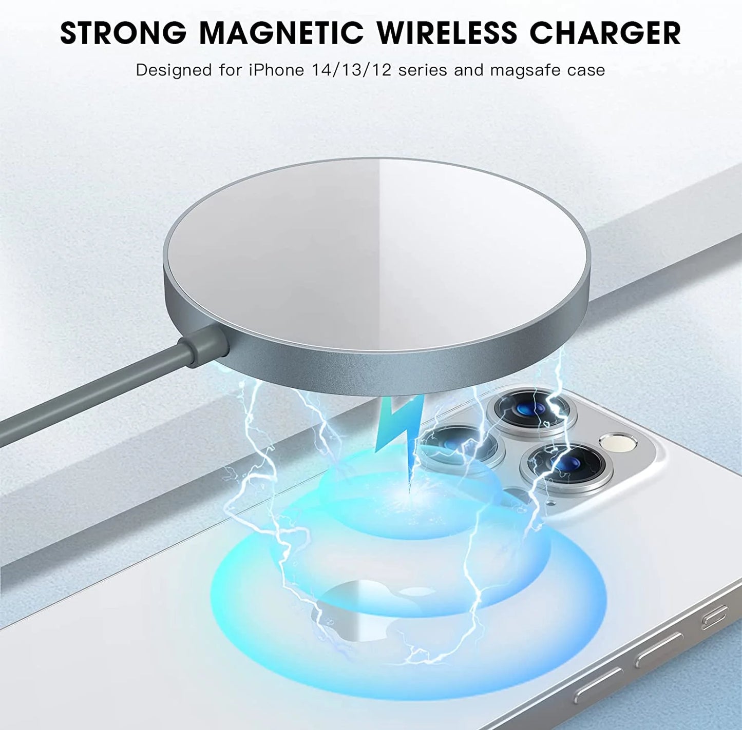 Mag-Safe Charger - Magnetic Charging Pad for Iphone 15/15 Pro/14/14 Pro/14 Plus/14 Pro Max/ 13/13 Pro/13 Pro Max - Fast Wireless Charger for Airpods 3/2/Pro