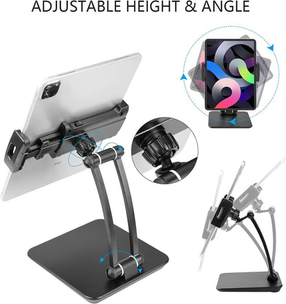 Tablet Stand Tablet Holder for Desk Adjustable Stand Foldable Tablet Holder Compatible with Iphone Ipad Galaxy Tab Kindle Black