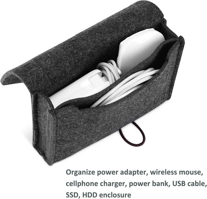 Macbook Power Adapter Case Storage Bag, Felt Portable Electronics Accessories Organizer Pouch for Macbook Pro Air Laptop Power Supply Magic Mouse Charger Cable Hard Drive Power Bank