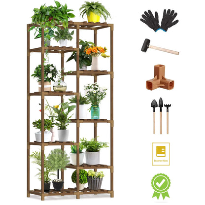 Plant Stand, Indoor Outdoor Plant Shelves 10 Tiers Indoor Plant Holder for Living Room Outdoor Plant Rack Indoor Multiple Plants Patio Balcony Garden