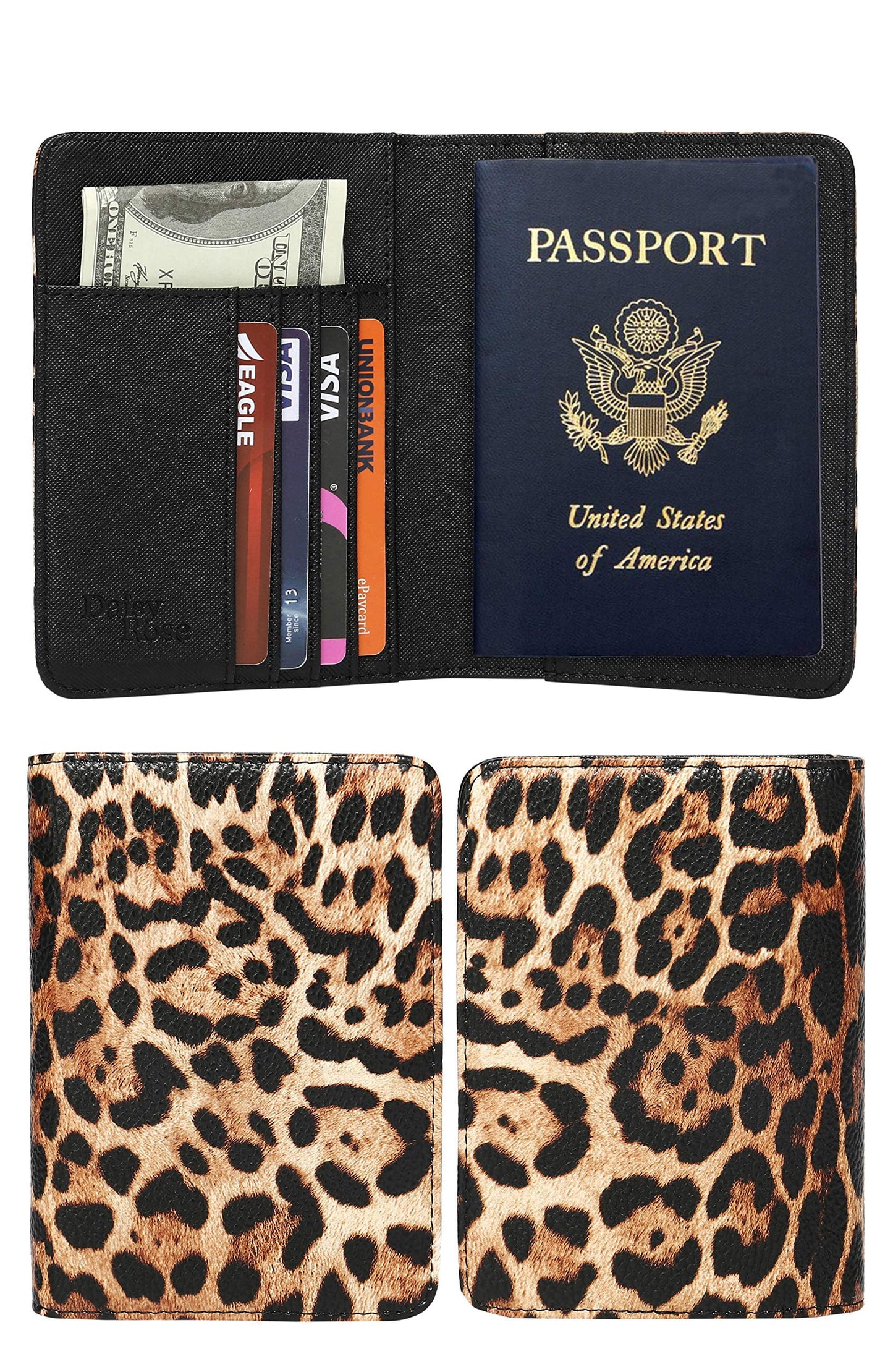 Luxury Passport Holder Cover Case | PU Vegan Leather RFID Travel Organizer Card Holder - Leopard