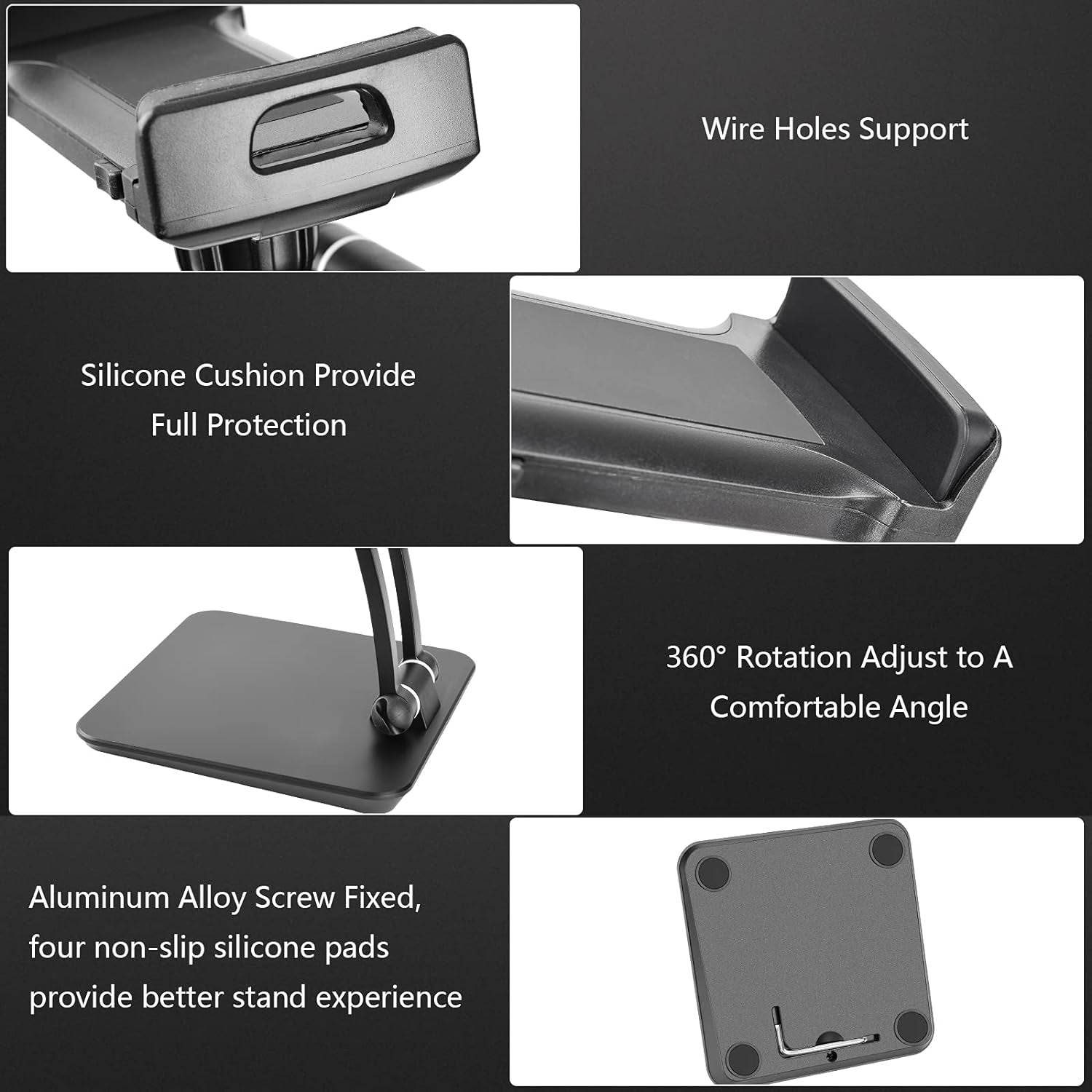 Tablet Stand Tablet Holder for Desk Adjustable Stand Foldable Tablet Holder Compatible with Iphone Ipad Galaxy Tab Kindle Black