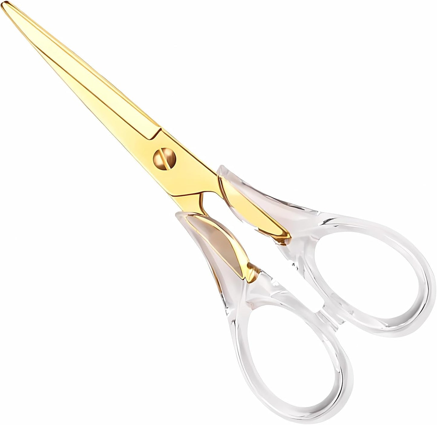 Gold Scissors 6.3 ", Craft Scissors with Stainless Steel Blade with Acrylic Clear Handle, All Purpose Office Scissors for Teachers, Cutting Shears for Paper Fabric, Tijeras De Costura