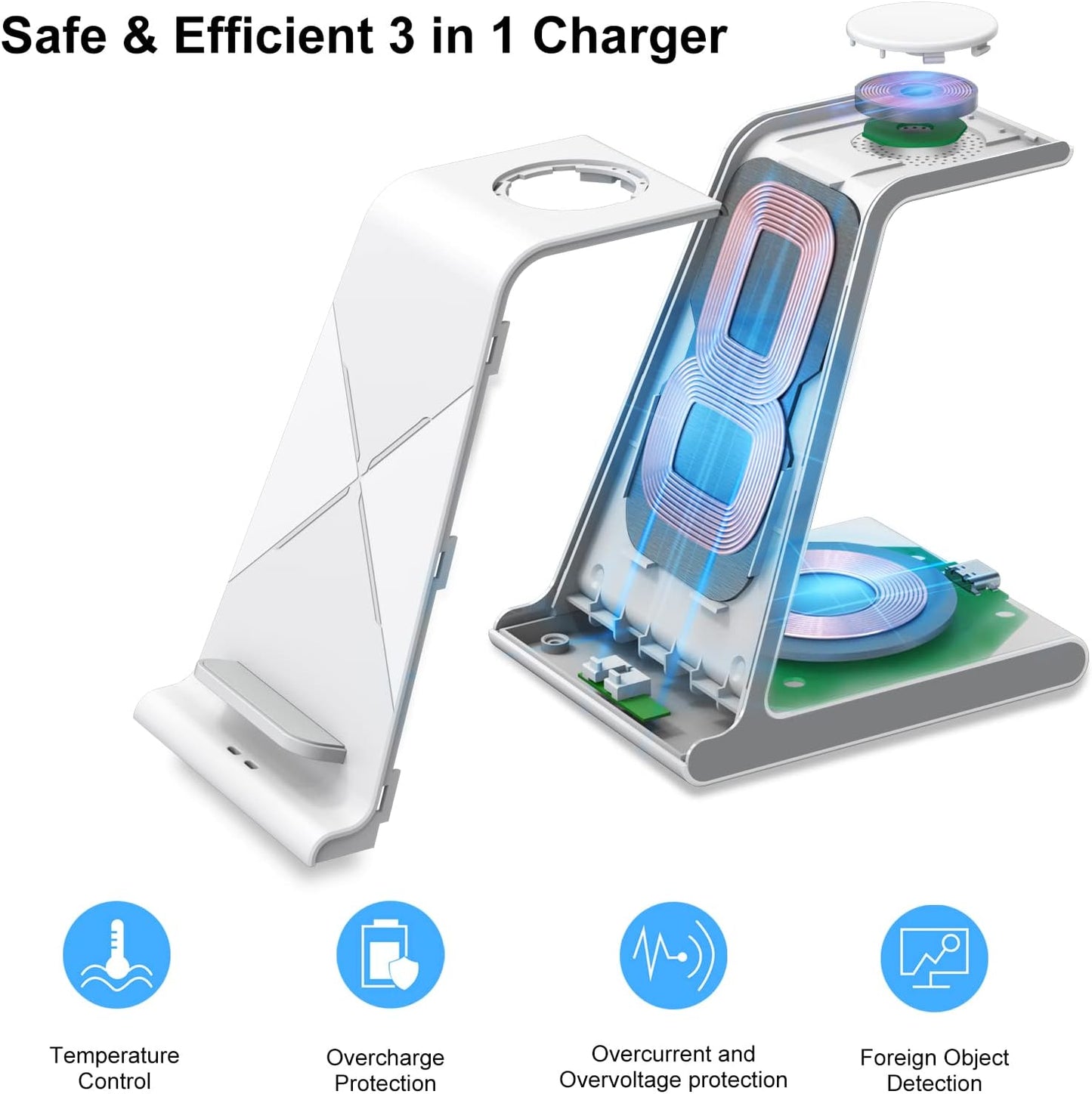 Wireless Charger for Samsung, Charging Station for Samsung Galaxy S24 Ultra/S24+/S24/S23/S22/Z Flip 6/Fold 6, for Galaxy Watch Ultra/7/6/5, Galaxy Buds 3 Pro/3