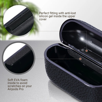 Airpods Pro 1 Case Luxury Leather Full Body Protective Case Cover for Apple Airpods Pro Charging Case 1St Generation 2019 for Men Boys Girls Women, Black