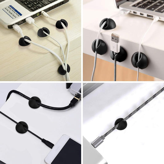 8 Pack Adhesive Cable Clips, Cord Holder Organizer Cable Management for Desk, Cable Holder Cord Clips System, Wire Clips for All Your Computer, Electrical, Charging or Mouse Cord, Black