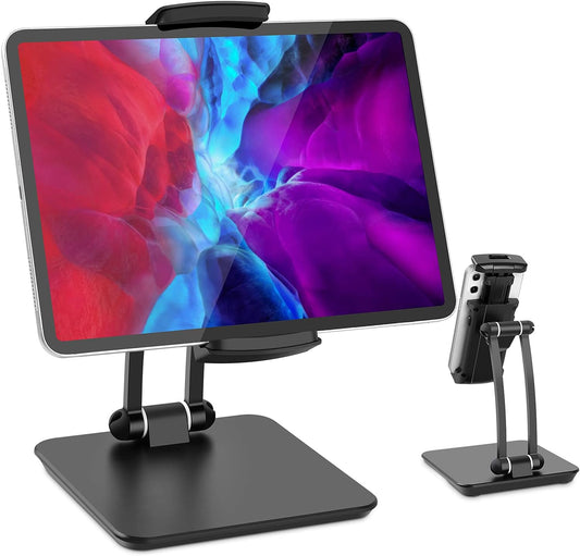 Tablet Stand Tablet Holder for Desk Adjustable Stand Foldable Tablet Holder Compatible with Iphone Ipad Galaxy Tab Kindle Black